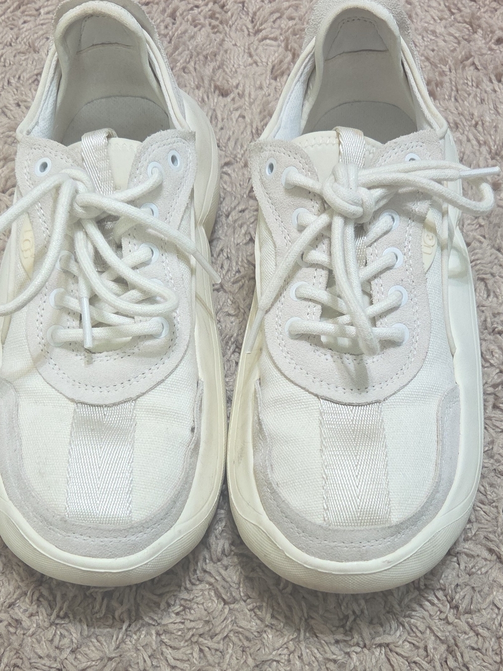 UGG Women's White Canvas Lace-Up Sneakers